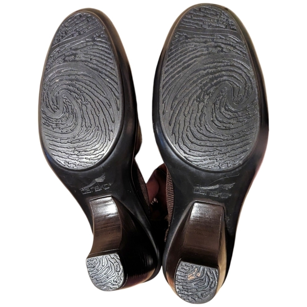 Dansko Roxy Brown Leather Mary Jane Pump with Snake Print Accent (EU 38 / US 8) - Picture 6 of 9